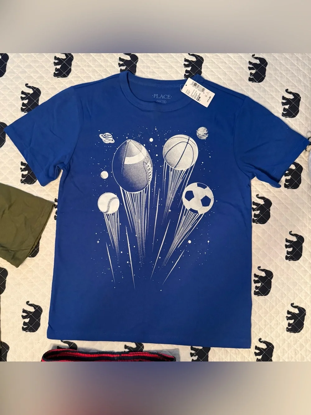 Boys Size 7/8 Bundle 2 Children’s Place T-shirts NWT, 1 UA Swim Shorts NWOT $18